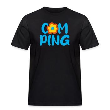 Camping Blume Comic Fan Camper Urlaub Outdoor - Männer Workwear T-Shirt - Schwarz - Vorne - AI Model Male 178 light (178cm)