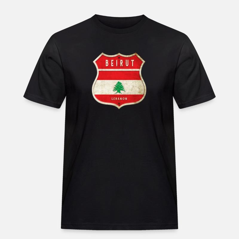 Beirut Libanon Wappen Flaggen Design - Männer Workwear T-Shirt - Schwarz