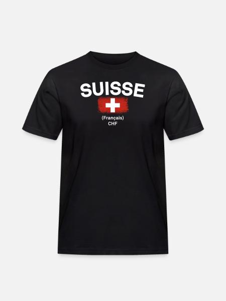 Suisse Flag CHF Francais - Men's Workwear T-Shirt - black