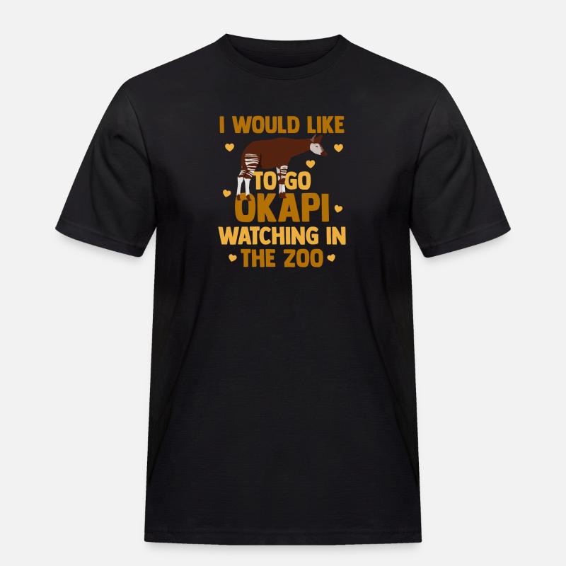 Okapi im Einklang mit der Natur - Männer Workwear T-Shirt - Schwarz