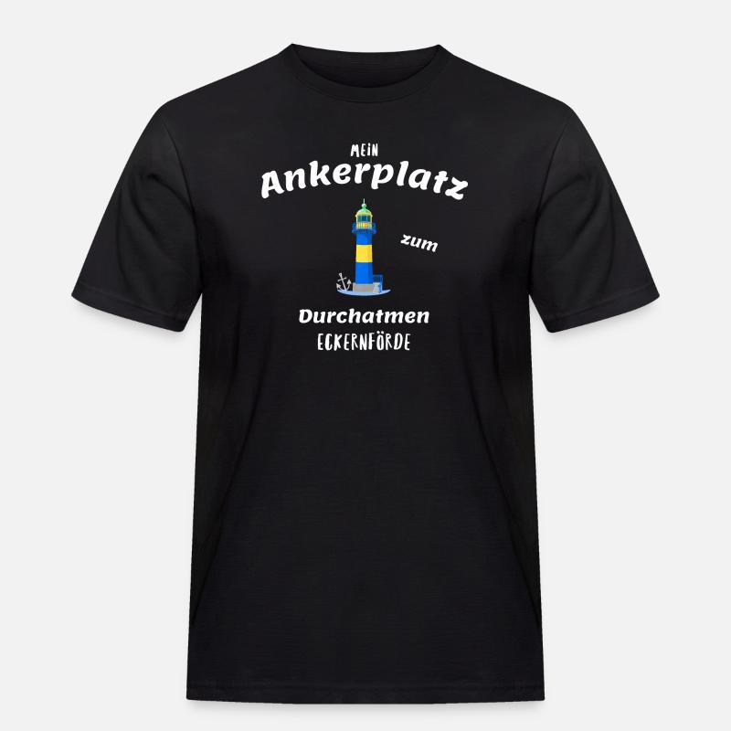 Alter Leuchtturm Eckernförde, Ankerplatz - Männer Workwear T-Shirt - Schwarz