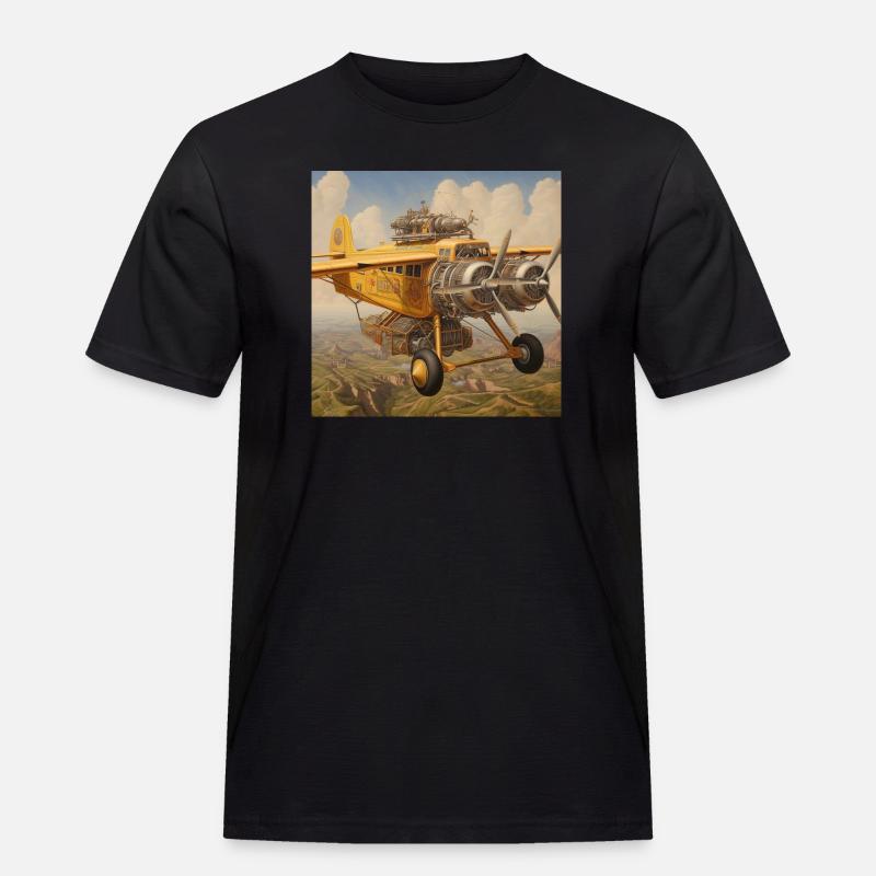 Steampunk Wolkenbomber Flugzeugkunst - Männer Workwear T-Shirt - Schwarz