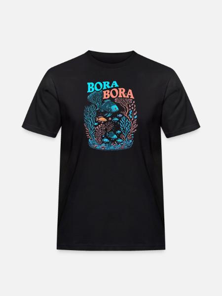 Bora Bora - Korallenriff - Männer Workwear T-Shirt - Schwarz