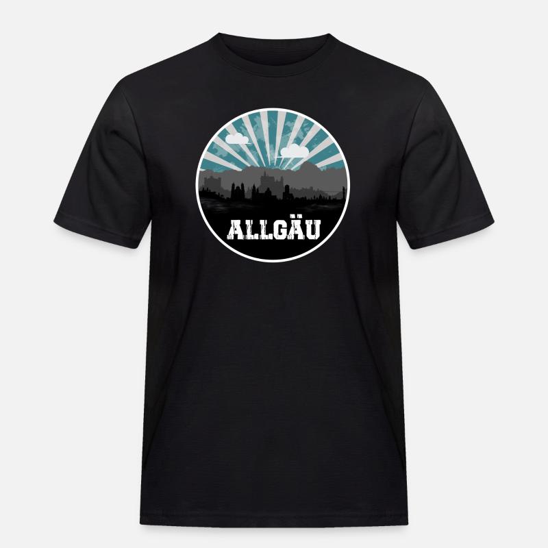 Allgäu Blue Hour Skyline - Männer Workwear T-Shirt - Schwarz