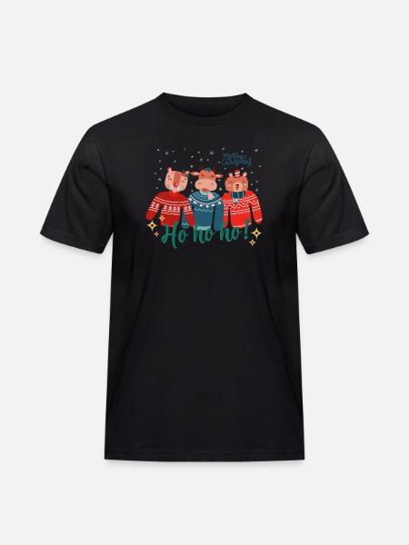 Hässlicher Weihnachtspullover - Frohe Weihnachten - Männer Workwear T-Shirt - Schwarz
