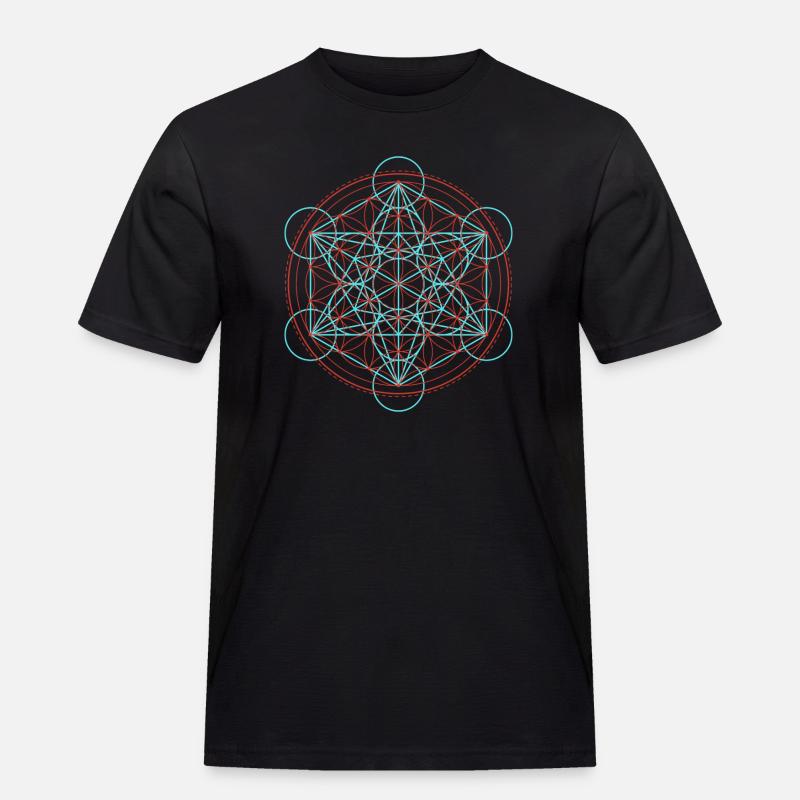 Lebendige Blume des Lebens Geometrie - Männer Workwear T-Shirt - Schwarz