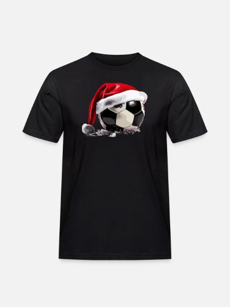 Soccer Christmas Santa Hat Ball - Men's Workwear T-Shirt - black