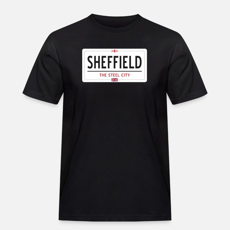 Ortsschild Sheffield - Männer Workwear T-Shirt - Schwarz