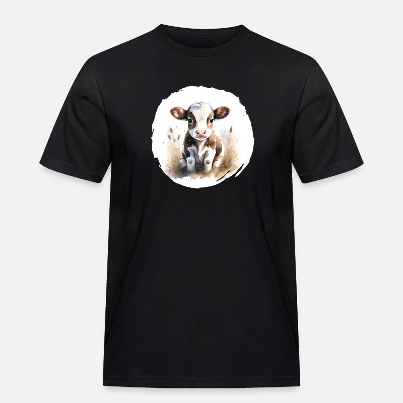 Kälbchen Aquarell - Männer Workwear T-Shirt - Schwarz