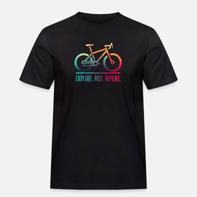 Explore Ride Repeat - projekt dla rowerzysty - Męska koszulka robocza - czarny