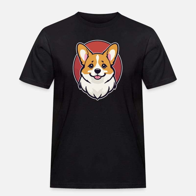 Corgi - Männer Workwear T-Shirt - Schwarz