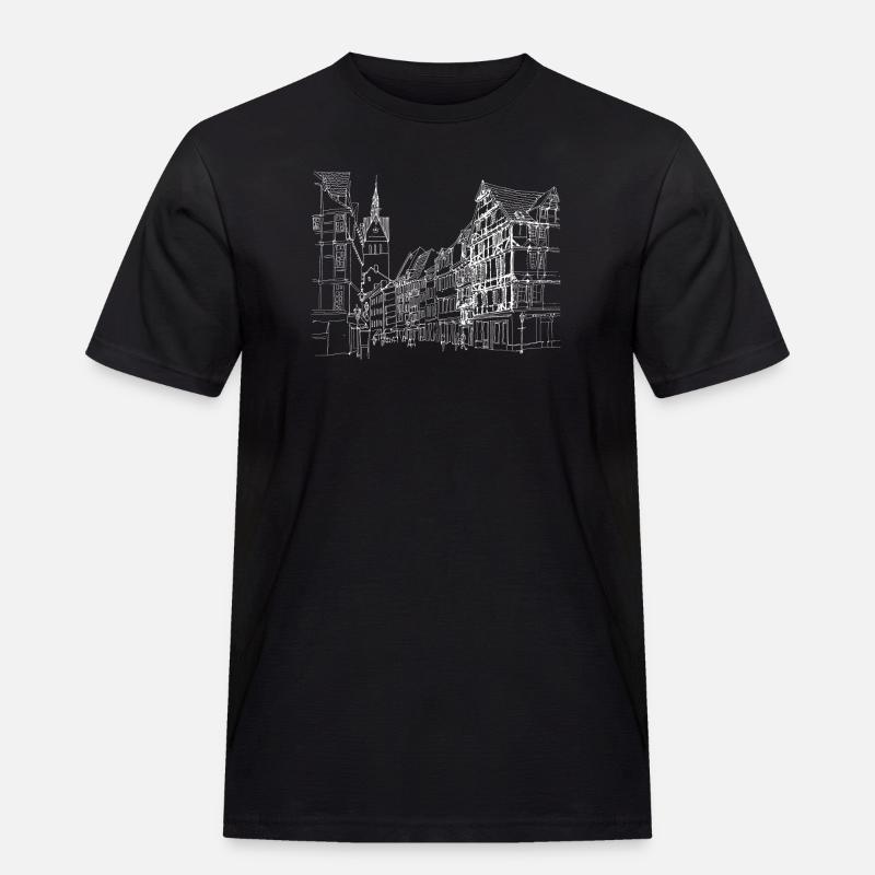 Stadtskizze Linie Kunst Straßenszene - Männer Workwear T-Shirt - Schwarz