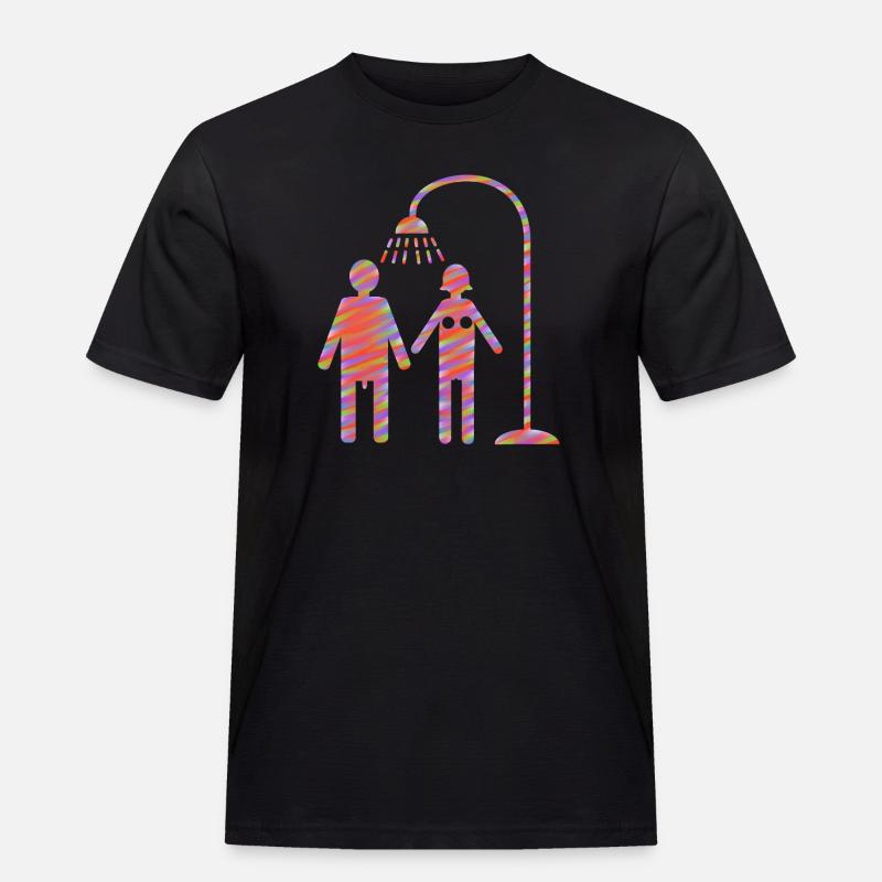  unter der Dusche Duschen - Männer Workwear T-Shirt - Schwarz