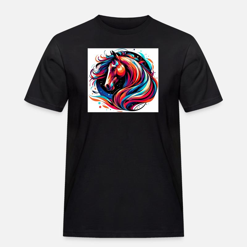 Pferd - Männer Workwear T-Shirt - Schwarz