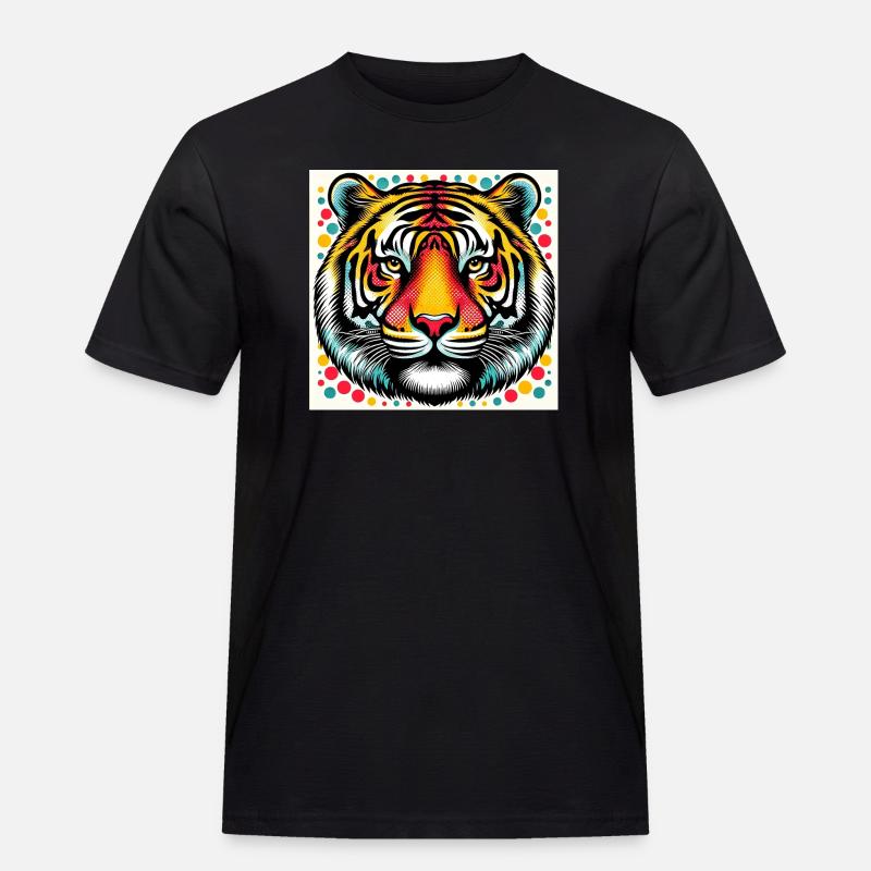 Tiger Pop Art - Männer Workwear T-Shirt - Schwarz