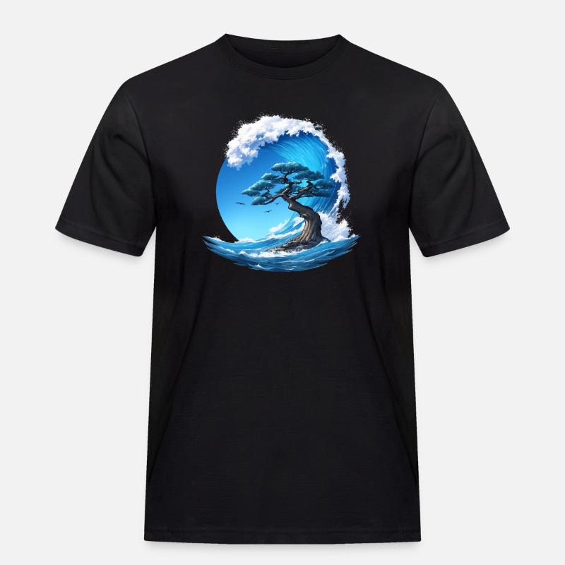 A tree under a wave - Men's Workwear T-Shirt - black