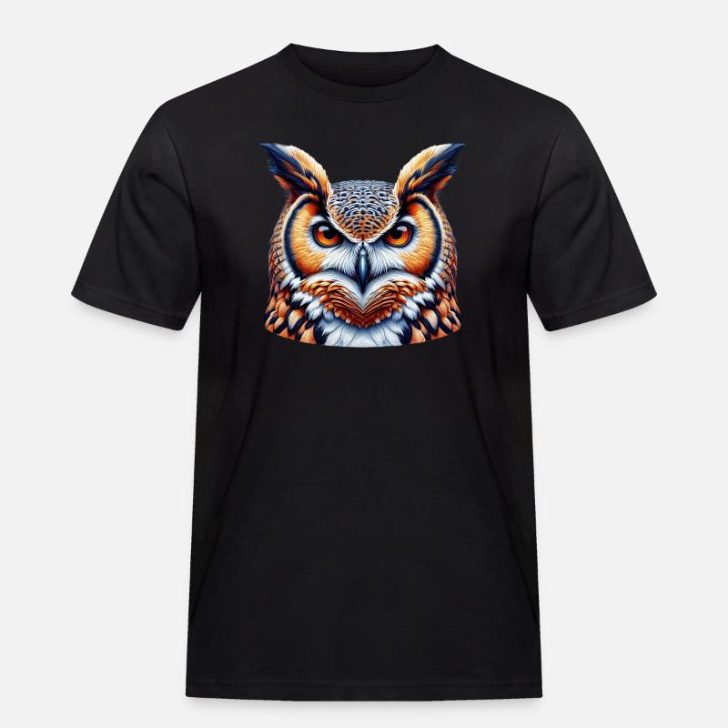 Eule - Männer Workwear T-Shirt - Schwarz