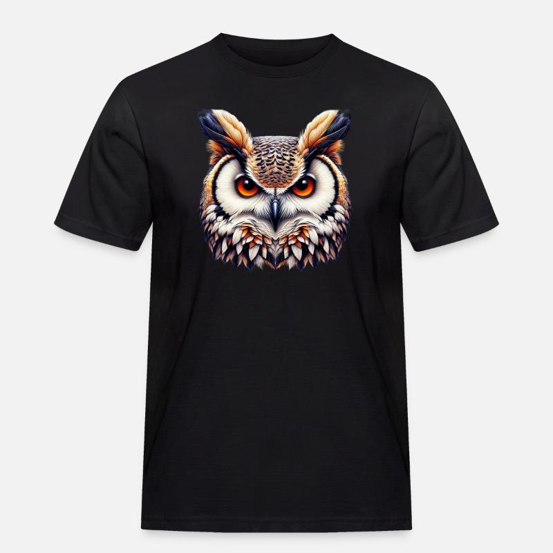 Eule - Männer Workwear T-Shirt - Schwarz