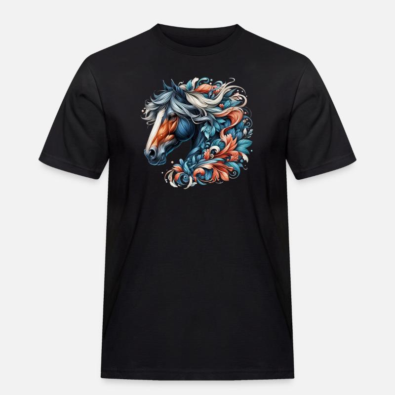 Pferd - Männer Workwear T-Shirt - Schwarz
