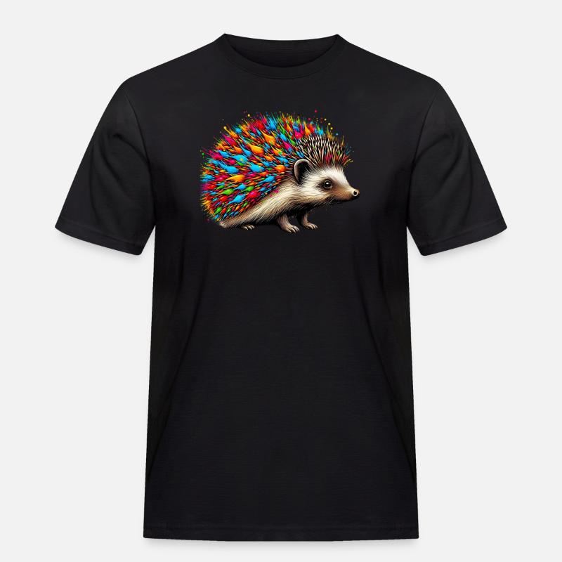 Igel - Männer Workwear T-Shirt - Schwarz
