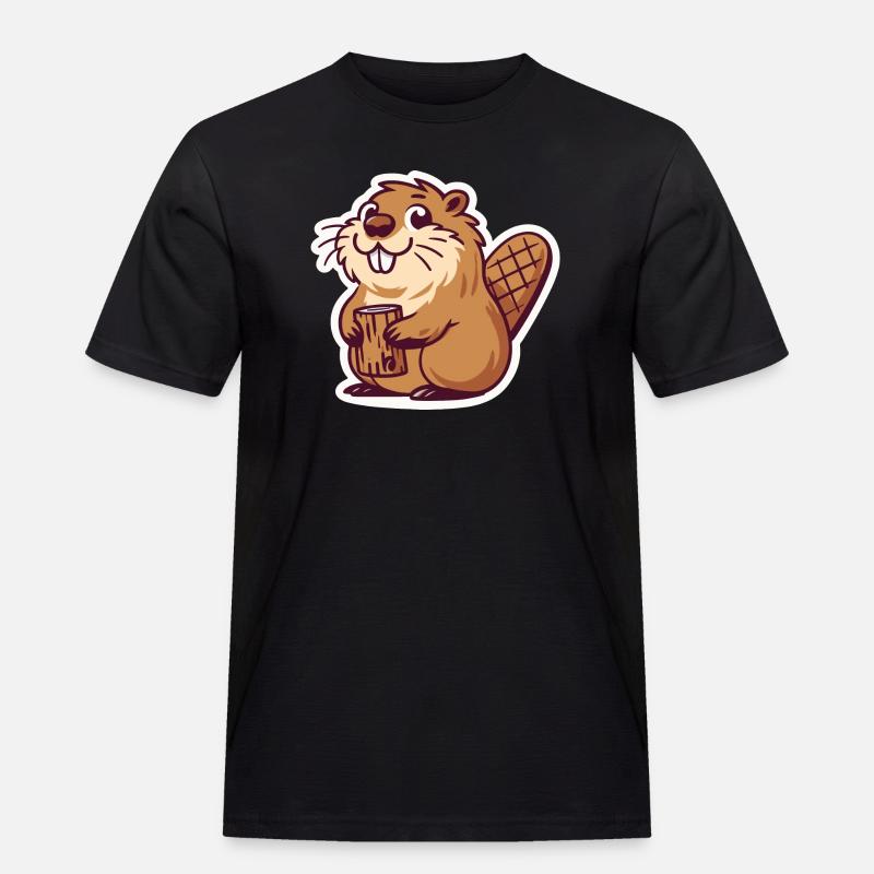 Mème de castor - T-shirt Workwear homme - noir