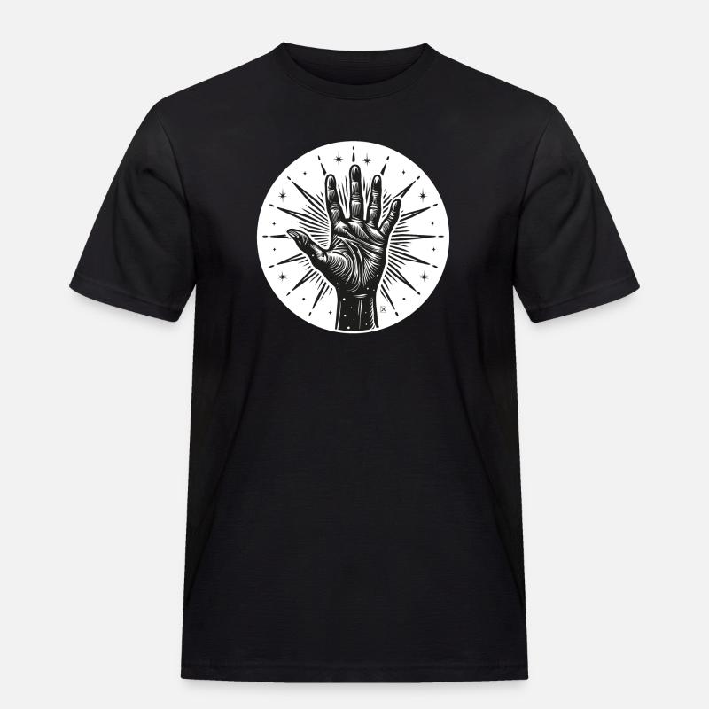 Sternhand mit Blitzen - Männer Workwear T-Shirt - Schwarz