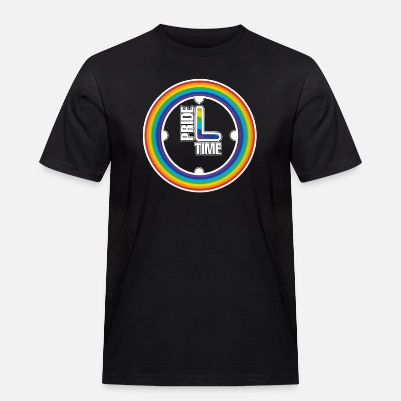 Regenbogen Pride Ring Uhr - Männer Workwear T-Shirt - Schwarz