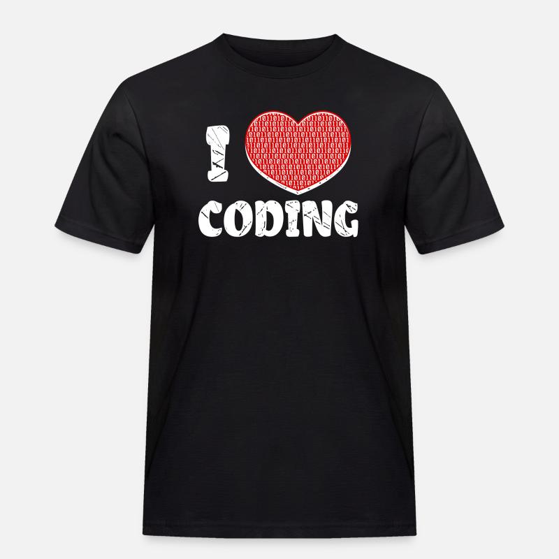 Developer Herz Coden Statement Programmierer - Männer Workwear T-Shirt - Schwarz