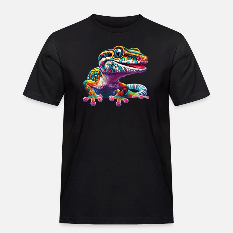 Gecko - Männer Workwear T-Shirt - Schwarz