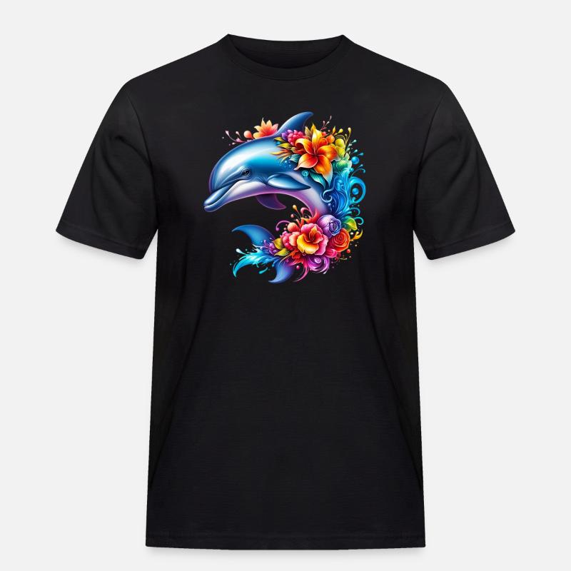 Delfin - Männer Workwear T-Shirt - Schwarz