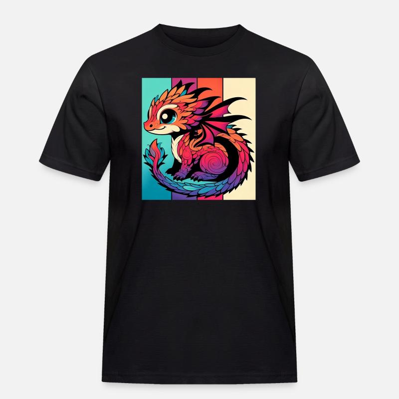 Drache - Männer Workwear T-Shirt - Schwarz