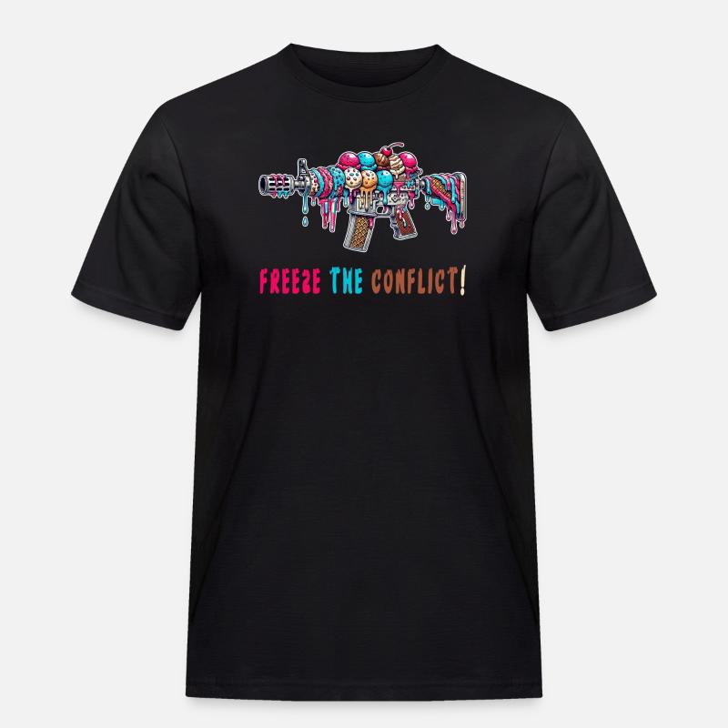 Konflikt eingefrieren Eiscreme - Männer Workwear T-Shirt - Schwarz