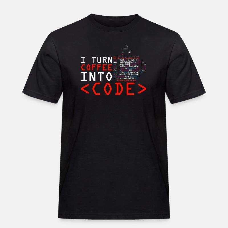 Aus Kaffee Code generieren Programmierer - Männer Workwear T-Shirt - Schwarz