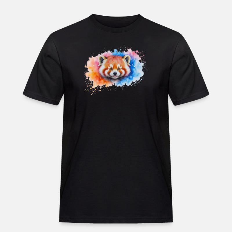 Wasserfarbener Roter Panda Splash - Männer Workwear T-Shirt - Schwarz