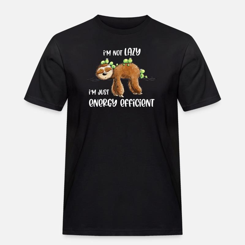 Faultier Spruch Lazy Energy Efficient - Männer Workwear T-Shirt - Schwarz