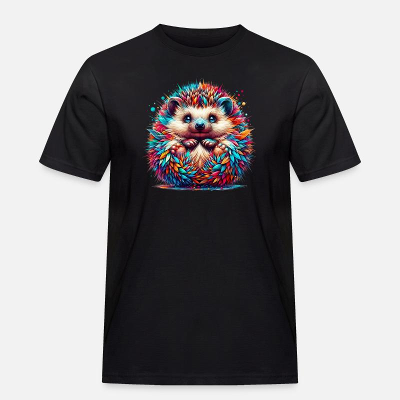 Igel - Männer Workwear T-Shirt - Schwarz