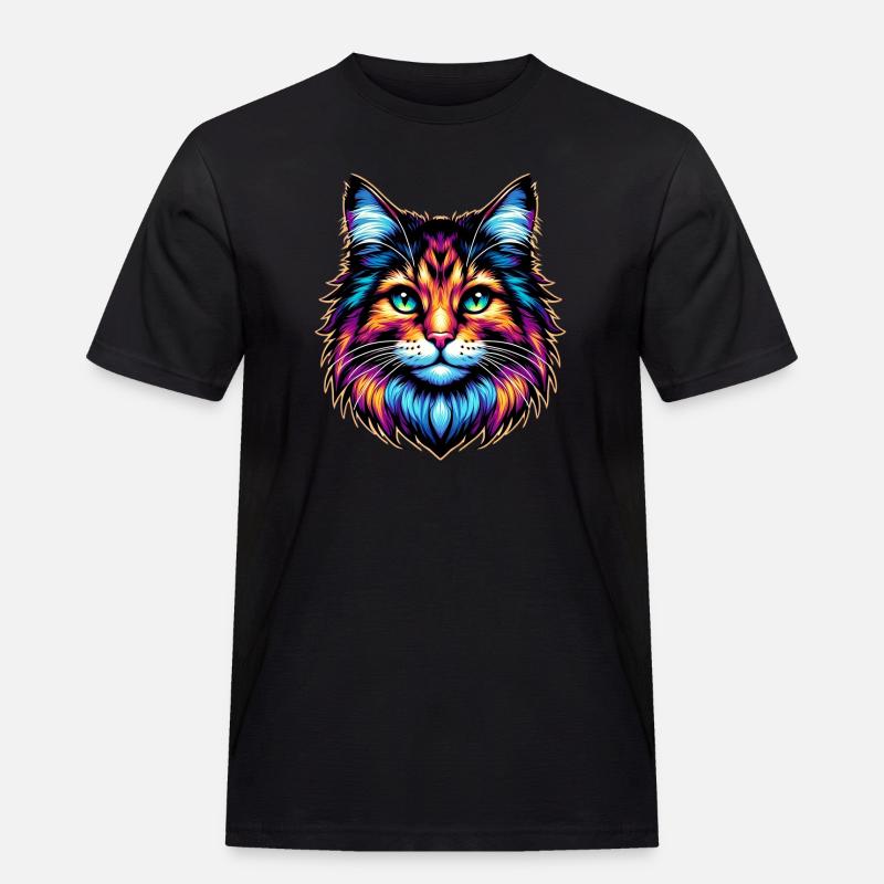 Katze - Männer Workwear T-Shirt - Schwarz