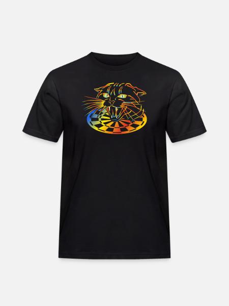 Dart Regenbogenkatze Neonkunst - Männer Workwear T-Shirt - Schwarz