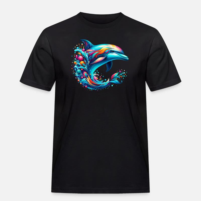 Delfin - Männer Workwear T-Shirt - Schwarz