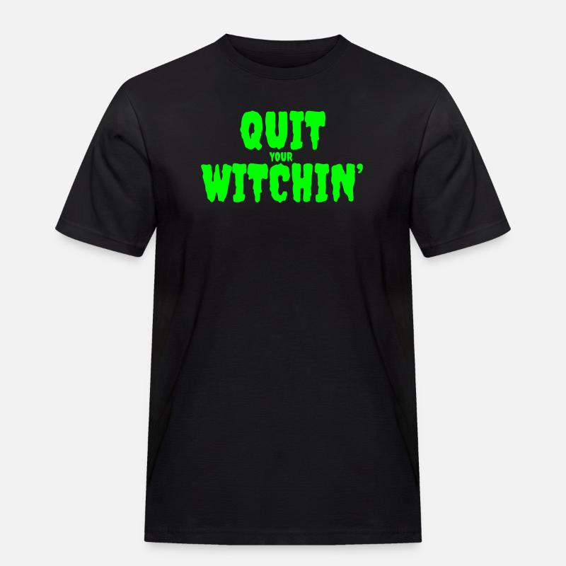 Spooky Green Witching Quit Design - Männer Workwear T-Shirt - Schwarz