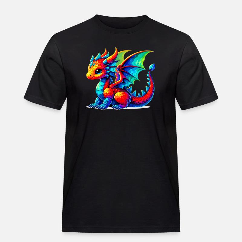 Drache - Männer Workwear T-Shirt - Schwarz