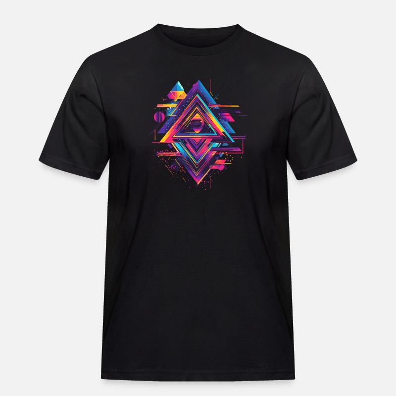 Futuristisches Psychedelisch Techno Trance 90s 80s - Männer Workwear T-Shirt - Schwarz