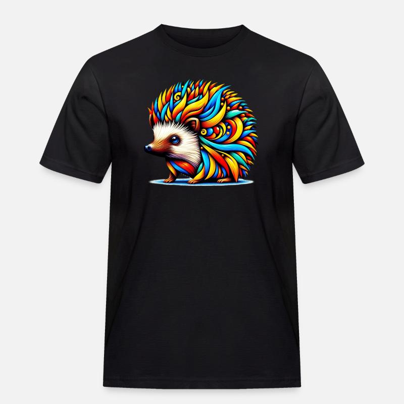 Igel - Männer Workwear T-Shirt - Schwarz