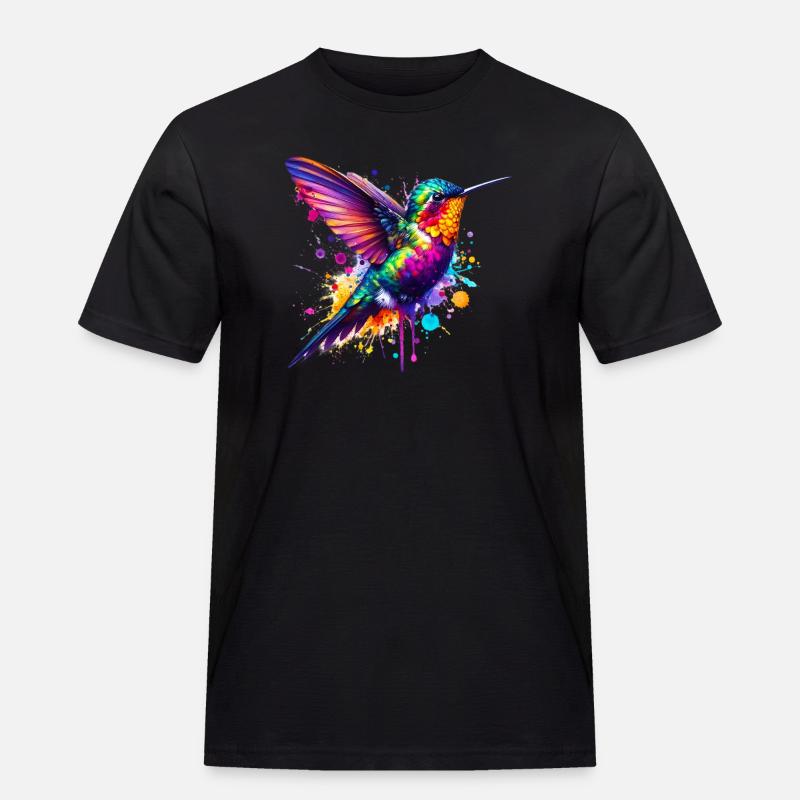 Kolibri - Männer Workwear T-Shirt - Schwarz
