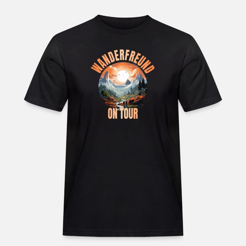 Wanderfreund on Tour - Männer Workwear T-Shirt - Schwarz