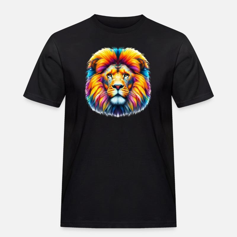 Löwe - Männer Workwear T-Shirt - Schwarz