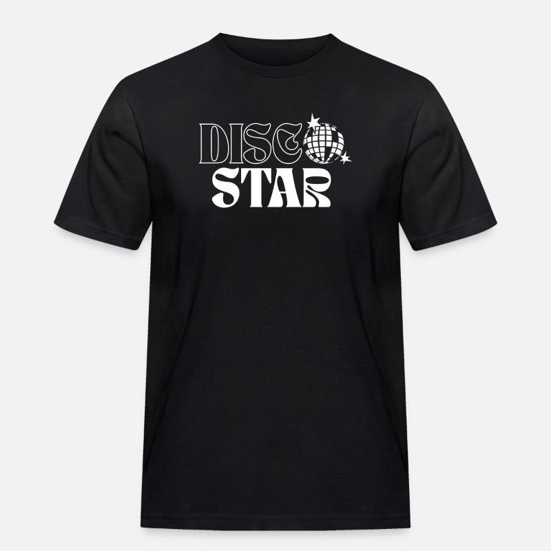 Retro Disco Sterne Muster - Männer Workwear T-Shirt - Schwarz