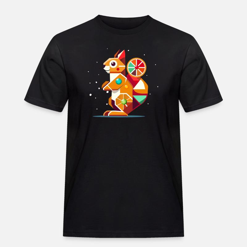 Geometrisches Eichhörnchen-farbenfroher Hingucker - Männer Workwear T-Shirt - Schwarz