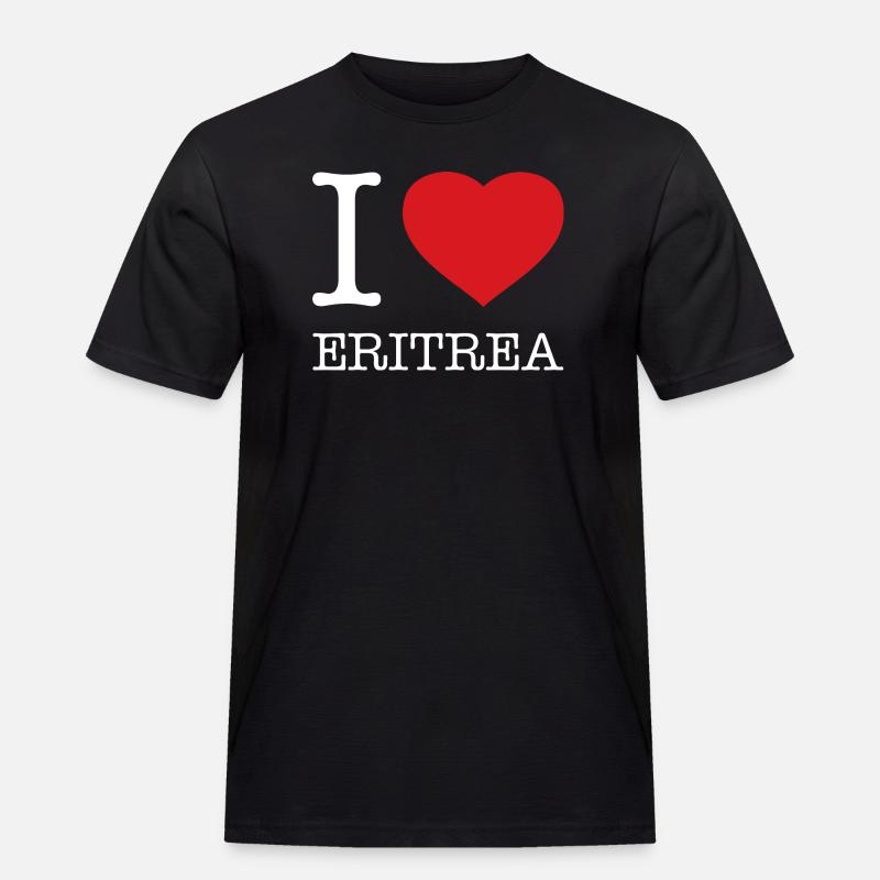 I LOVE ERITREA - Männer Workwear T-Shirt - Schwarz