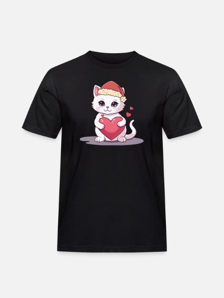 Xmas Cat Kitten Cats Santa Claus - Men's Workwear T-Shirt - black